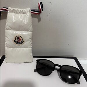 Moncler White Padded Pouch with Black Sunglasses